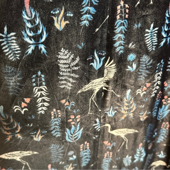 FRESHA London Crushed Velvet Maxi Slip Dress Cranes Small Whimsigoth Y2K Print - Picture 11 of 12
